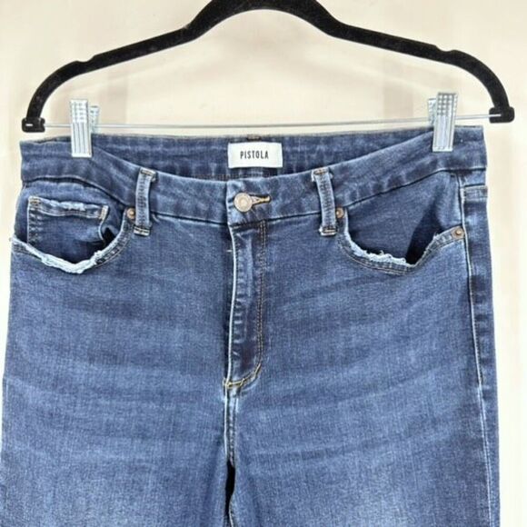 Pistola Women's Raw Hem Cuffed Skinny Ankle Jeans Blue Denim Medium Wash Size 31 - Picture 2 of 10